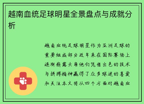 越南血统足球明星全景盘点与成就分析